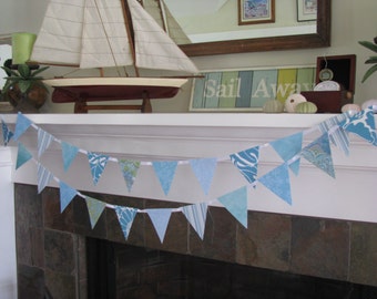 Cool Aqua Blue  Banner Coastal Garland