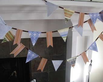 Blue and Brown  Banner   Garland  8 Foot