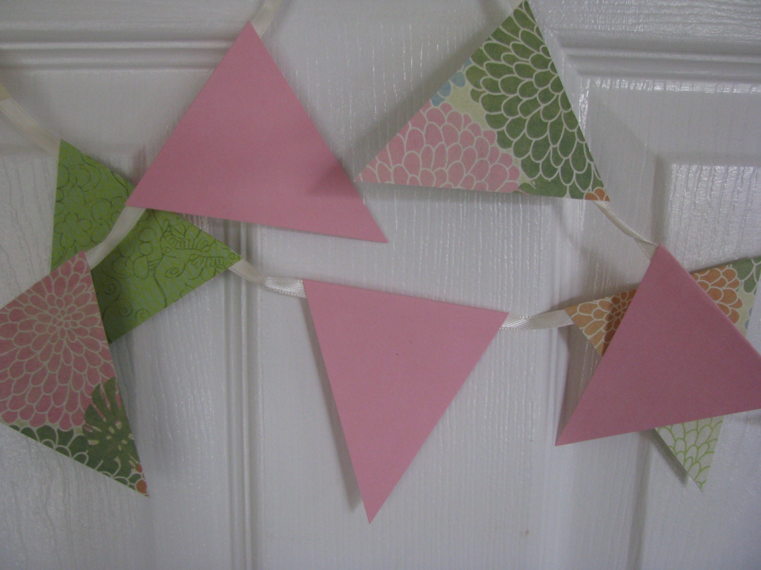 Fresh Spring Pink Andgreen Banner----garland 8 Feet Long - Etsy