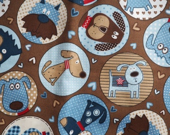 Funny Dog Fabric Remnant, Fat Quater