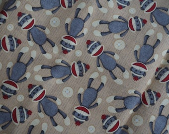 Sock Monkey Fabric Remnant, Fat Quater