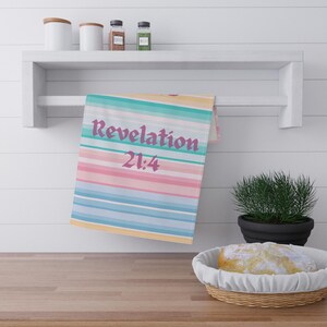 Bible Verse Tea Towels (cotton, poly) No More Tears  Rev 21:4
