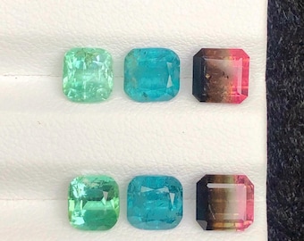 Par de gemas de turmalina bicolor de 7,40 ct, par de turmalinas raras, piedras para pendientes, gemas de turmalina.