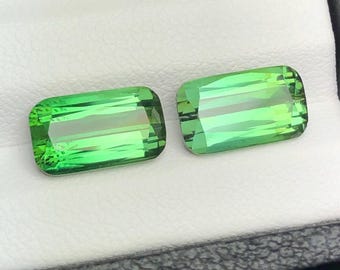 Par de turmalinas verdes de 5,80 quilates, pares de piedras preciosas de turmalina, piedras para pendientes, gemas para joyería, gema suelta,