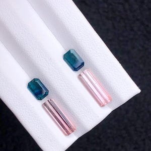 4.55 ct natural tourmaline pairs, earrings stones, blue & pink tourmalines gemstone, jewellery making image 4