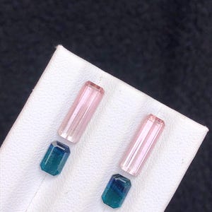 4.55 ct natural tourmaline pairs, earrings stones, blue & pink tourmalines gemstone, jewellery making image 5
