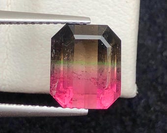 Turmalina tricolor de 3,70 ct, turmalina bicolor, gema de turmalina rara, gema para anillos, piedra para joyería