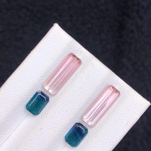 4.55 ct natural tourmaline pairs, earrings stones, blue & pink tourmalines gemstone, jewellery making image 6