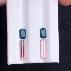 4.55 ct natural tourmaline pairs, earrings stones, blue & pink tourmalines gemstone, jewellery making image 3
