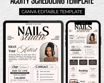 Nail Tech Acuity Scheduling Vorlage: Bearbeitbares Canva Design (Digitaler Download)