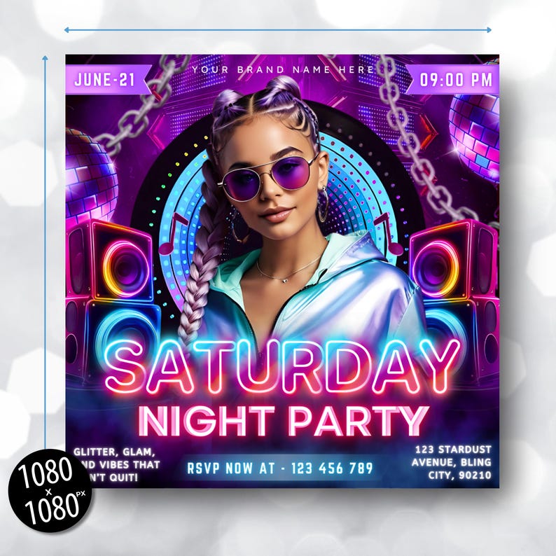 Saturday Night Party Flyer, Club Party Flyer, Club Flyer, Night Club Event Invite Flyer, Club DJ Flyer, Happy Hour Flyer, Canva Editable