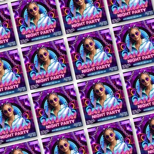 Saturday Night Party Flyer, Club Party Flyer, Club Flyer, Night Club Event Invite Flyer, Club DJ Flyer, Happy Hour Flyer, Canva Editable