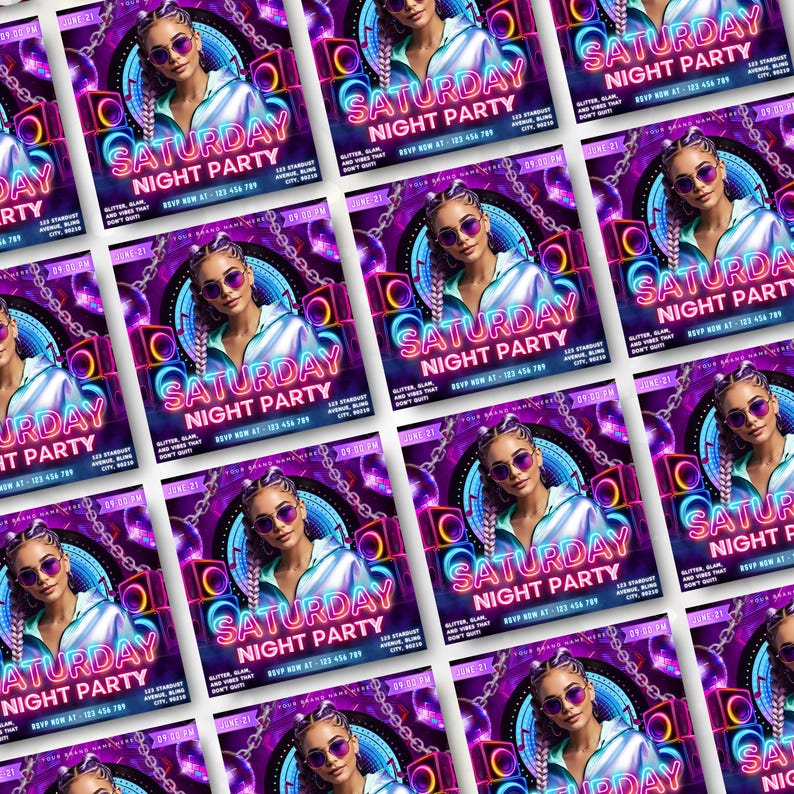 Saturday Night Party Flyer, Club Party Flyer, Club Flyer, Night Club Event Invite Flyer, Club DJ Flyer, Happy Hour Flyer, Canva Editable