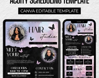 Acuity Scheduling Template: Friseur-Buchungsseite (Canva bearbeitbar, digitaler Download)