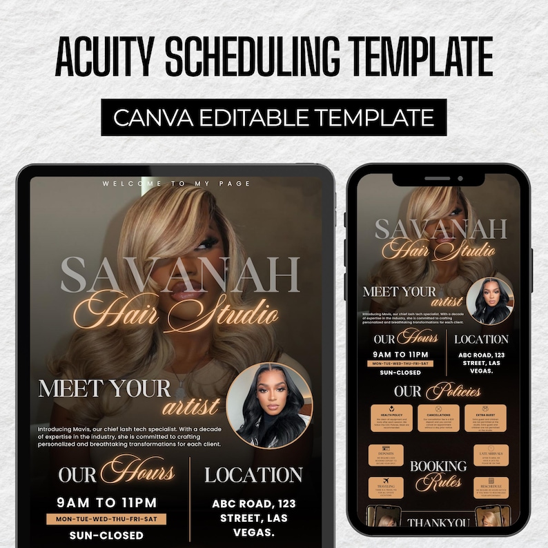 DIY Acuity Site ,Acuity Scheduling Template Hairstylist , Canva Template , Hair Business Website , Hair Artist, Hair Acuity Template