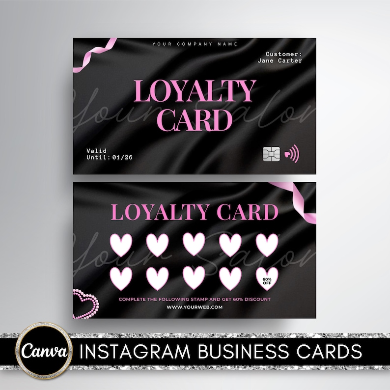 Creadit Style Credit Card Style Loyalty Card Template: Canva Editable (digital ...