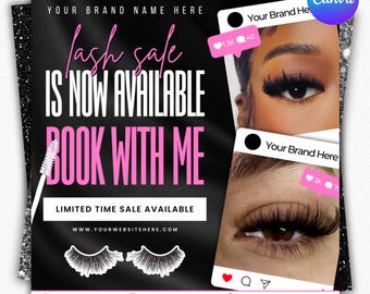 Lash Booking Flyer Template, Editable Canva Lash Tech Flyer, Eyelash Appointment Booking, Lash Sale Promo, Beauty Social Ad,Instant Download