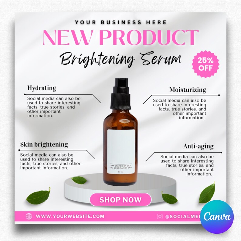 Beauty Product Flyer: Skincare Bottle Mockup (editable Canva Template ...