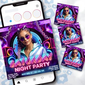 Saturday Night Party Flyer, Club Party Flyer, Club Flyer, Night Club Event Invite Flyer, Club DJ Flyer, Happy Hour Flyer, Canva Editable