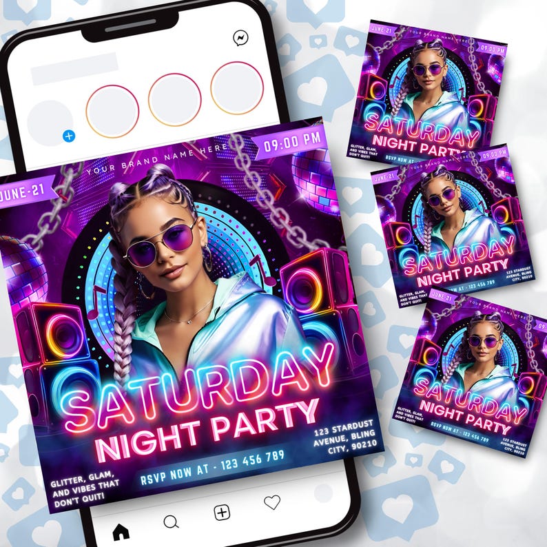 Saturday Night Party Flyer, Club Party Flyer, Club Flyer, Night Club Event Invite Flyer, Club DJ Flyer, Happy Hour Flyer, Canva Editable