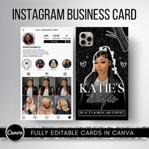 Visitenkarten Vorlage Design, Instagram Visitenkarte, Beauty Künstler Haare Nägel Wimpern Visitenkarten Vorlage, IG Influencer Karten