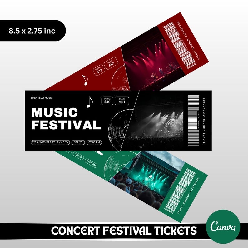 Simple Rave Style Ticket Invites Editable Music Festival Ticket Template: Concert, Rave, Event Pass ...