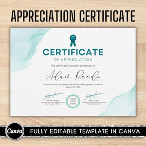 DIY Appreciation Certificate Template: Editable Canva Design (Digital Download, A5/US Letter Sizes)