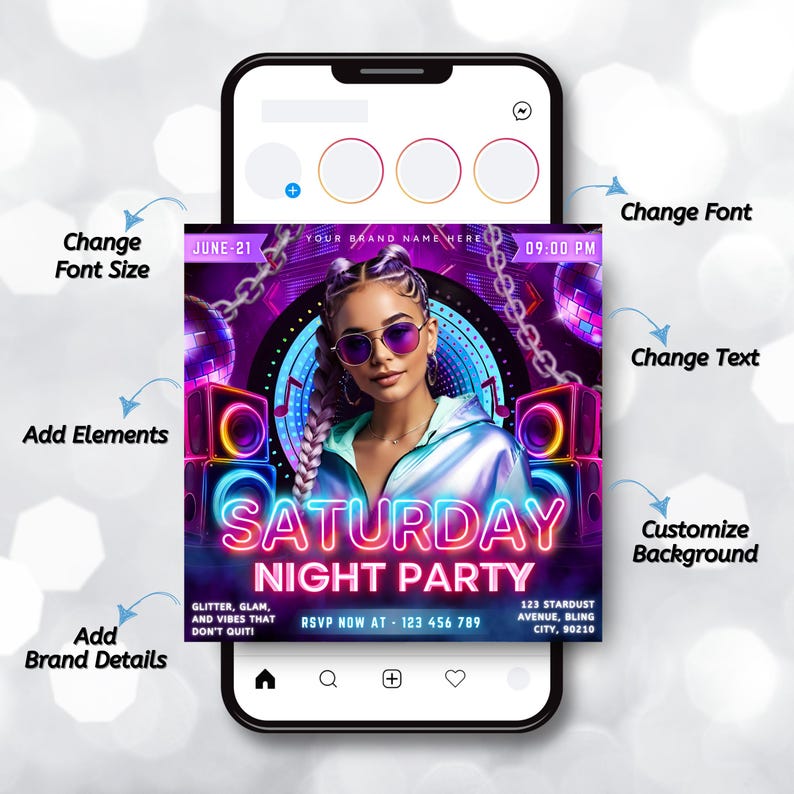 Saturday Night Party Flyer, Club Party Flyer, Club Flyer, Night Club Event Invite Flyer, Club DJ Flyer, Happy Hour Flyer, Canva Editable