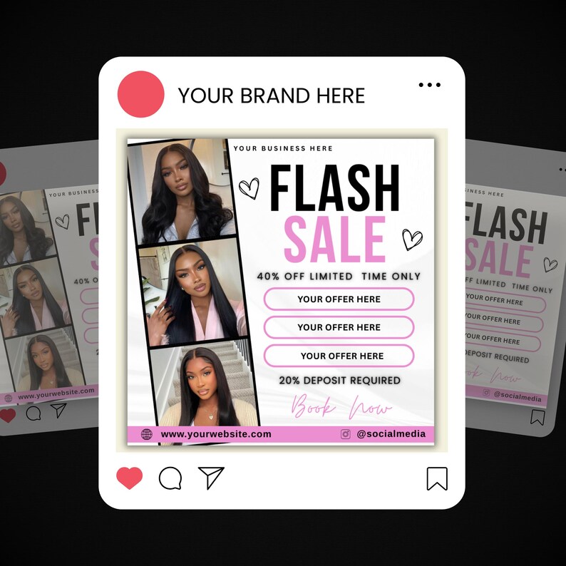 Flash Sale Flyer, Special Deal Flyer, Book Now Flyer, Flash sale, Hair Flyer, Braids, Nail Tech, Lash Tech, MUA, Wig Flyer, Canva Template