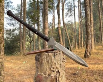 Handmade High Carbon Steel Spear Sword | Laser Engraved Rosewood Handle