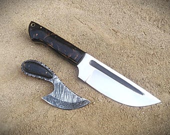 Handmade High Carbon Steel Hunting, Camping, survival, outdoor Knife with Leather Sheath