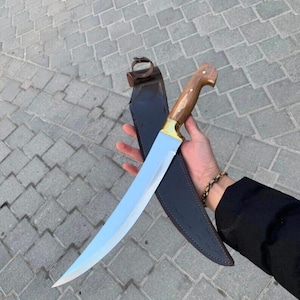 Handmade D2 Steel 20" Bowie Knife – Brass Bolster & Rosewood Handle