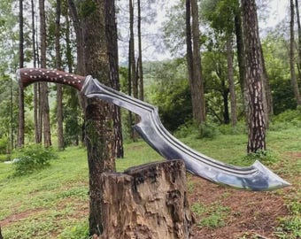 Espada Khopesh egipcia hecha a mano: hoja de acero al carbono de 32", mango de palisandro
