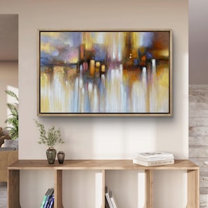 Textured Abstract Cityscape Painting, Colorful Urban Skyline Wall Art, Modern City Lights Canvas, Large Contemporary Artwork Home Decor