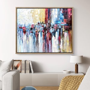 Abstract Cityscape Painting, Original Textured Urban Art, Modern Wall Art Decor, Hand-Painted Large Canvas for Contemporary Home & Office