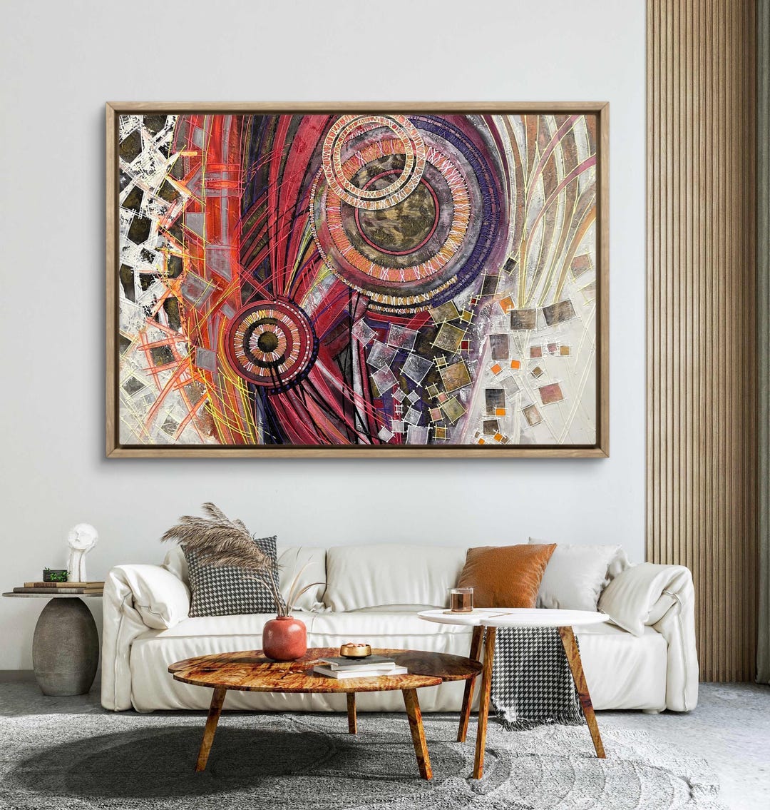 Image showcasing Art Deco Luxury Abstract Wall Art, Modern Geometric 3D Textured Canvas ...
