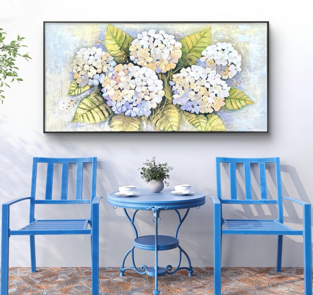Hydrangea Painting, Textured Floral Wall Art, Original Artwork ...