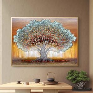 Textured Painting – Tree of Life, Original Impasto Artwork, Handmade Wall Art for Living Room, Large Acrylic Painting on Canvas Family Tree