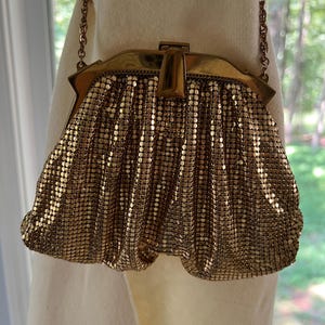 Vintage Gold Tone Mesh Whiting and Davis Evening Bag