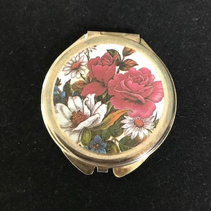 Floral Flip Open Compact - Pocket Mirror