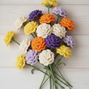 Crochet Carnation Pattern | Digital PDF Download | Beginner-Friendly Crochet | Easy Flower Bouquet |  Amigurumi Flower Pattern | English