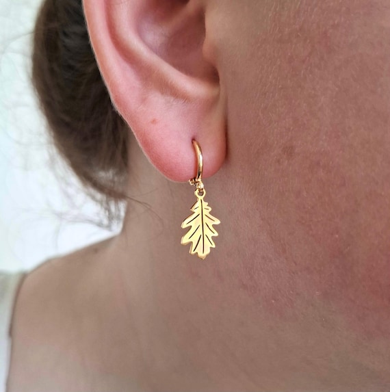 19 Fall Earrings With Leaves, Acorns and Pumpkins 9 Tiny Oak Huggies