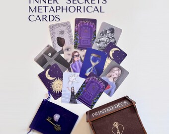 Women's Inner Secrets Metaphorical Cards: Self-Reflection & Intuitive Insight   45 Cards + 14 symbol cards + Guidebook (Printed and Digital)