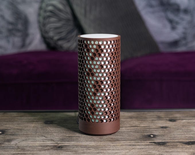 Featured listing image: Honeycomb Lamp, Quality 3D Printed Lamp, Uniform Lighting, Color LEDs, Multi-color