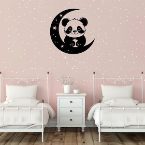 Panda Moon MDF Wall Art, 3D Shadow Effect, Nursery Decor
