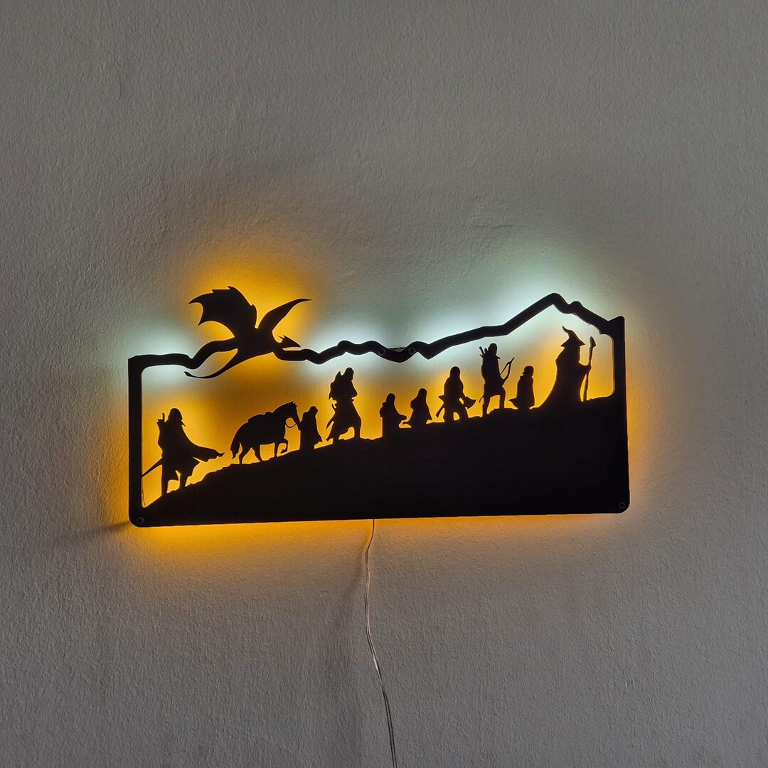 Lord of the Rings LED Wall Art - Personalized Fantasy Wood Decor - Etsy