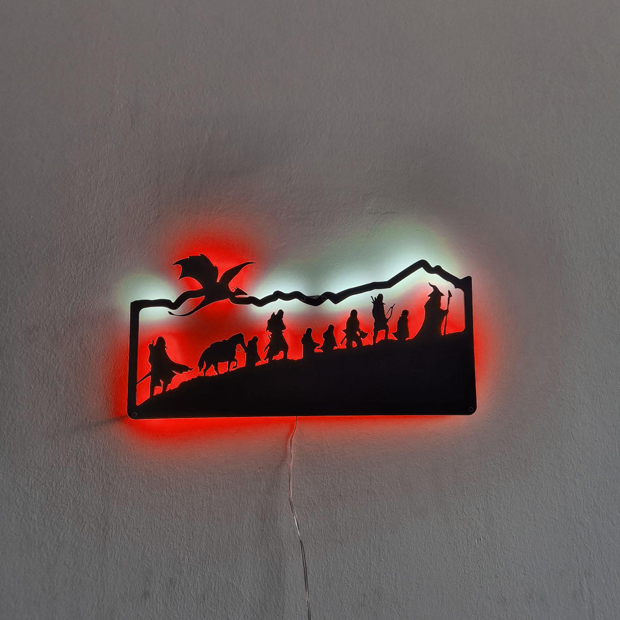 Lord of the Rings LED Wall Art - Personalized Fantasy Wood Decor - Etsy