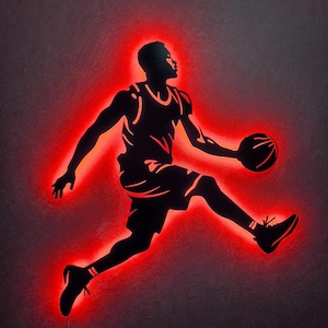 Basketball Player Wall Art, Wooden Wall Sign, Young Room Night Lamp, Sports Room Gift, Sport Art , Gift for Her, Gift for Dad, Birthday Gift