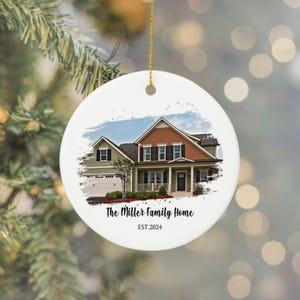 Custom House Photo Ornament, Personalized New Home Christmas Gift Housewarming Keepsake for Couples, Realtor Client, First Home Celebration