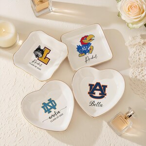 Graduation Gift, Personalized Class of 2025 Jewelry Dish, Keepsake with Name University Logo, Gift for College Masters PhD Graduates